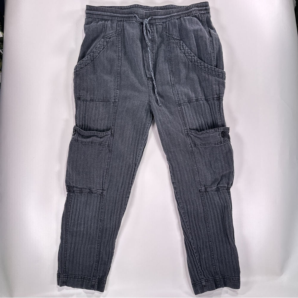 Free People Women The Good Utility Cargo Pants Linen M - Picture 2 of 14